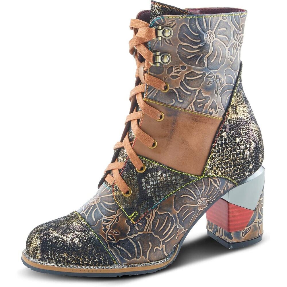 L'Artiste by Spring Step Womens Aboot Leather Heeled Boots -- Tan Multi, 35M New